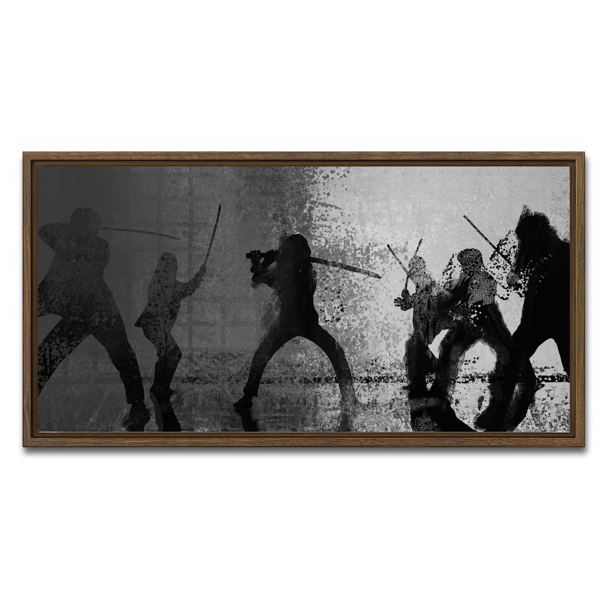 AUTO-MOCKUP WHITE | Samurai Bride in Black and White | 1 Piece | Walnut Framed Canvas | group=2x1