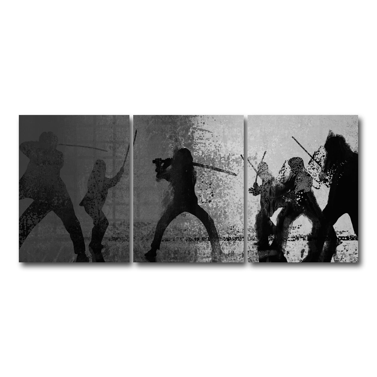 AUTO-MOCKUP WHITE | Samurai Bride in Black and White | 3 Piece | Gallery Wrap Canvas | group=18x24