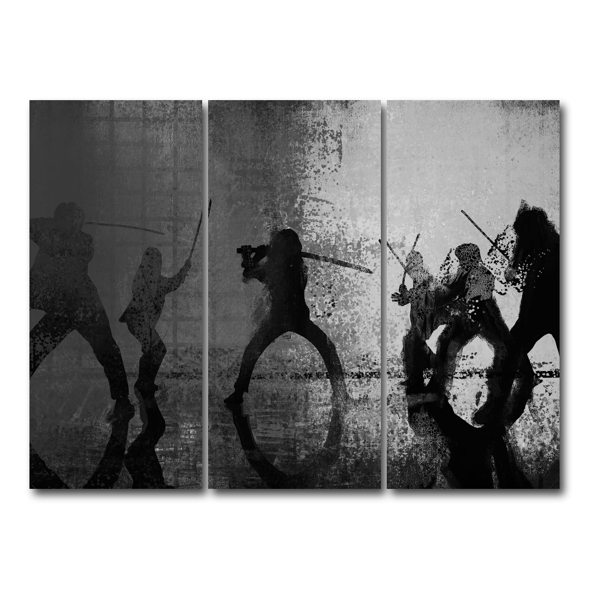 AUTO-MOCKUP WHITE | Samurai Bride in Black and White | 3 Piece | Gallery Wrap Canvas | group=8x18