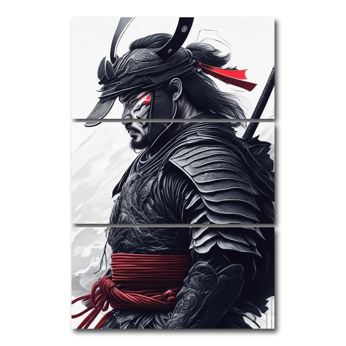 AUTO-MOCKUP WHITE | Samurai Dark | 3 Piece | Gallery Wrap Canvas | group=12x24_stacked