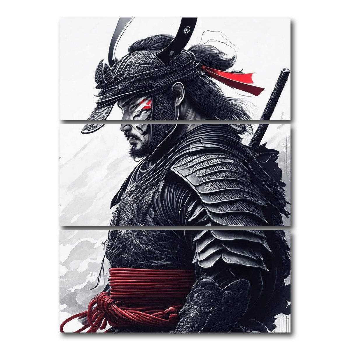 AUTO-MOCKUP WHITE | Samurai Dark | 3 Piece | Gallery Wrap Canvas | group=8x18_stacked