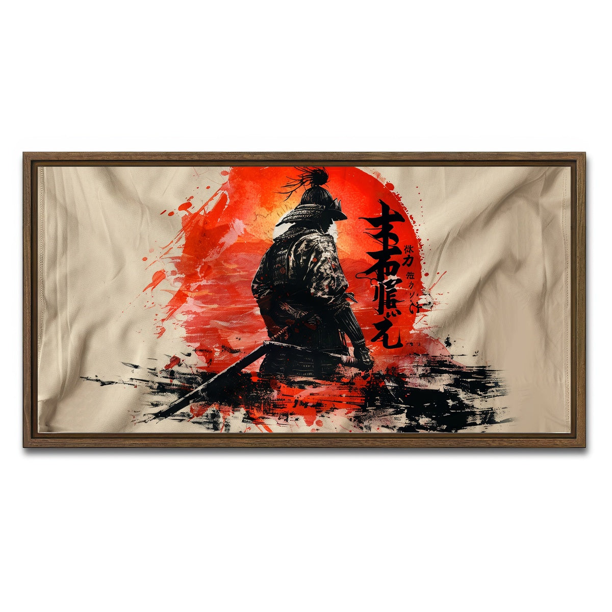 AUTO-MOCKUP WHITE | Samurai & Sun | 1 Piece | Walnut Framed Canvas | group=2x1