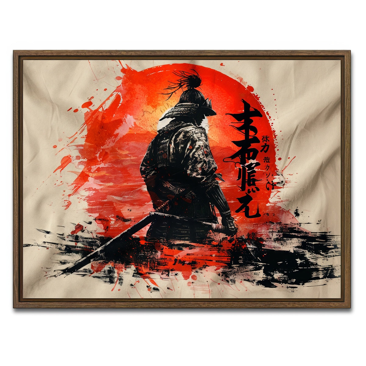 AUTO-MOCKUP WHITE | Samurai & Sun | 1 Piece | Walnut Framed Canvas | group=4x3