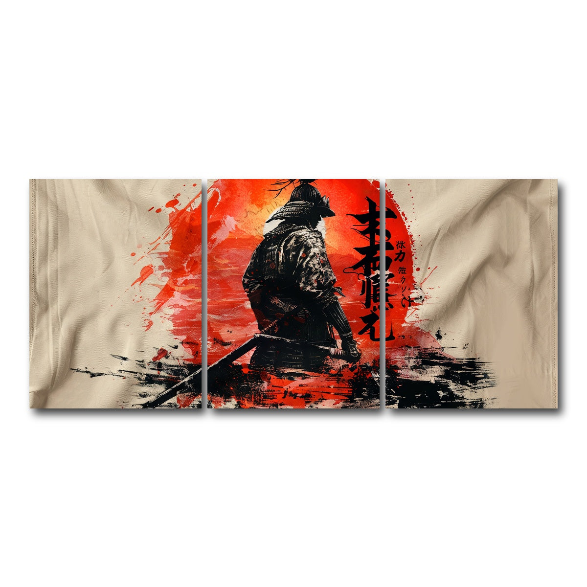 AUTO-MOCKUP WHITE | Samurai & Sun | 3 Piece | Gallery Wrap Canvas | group=18x24