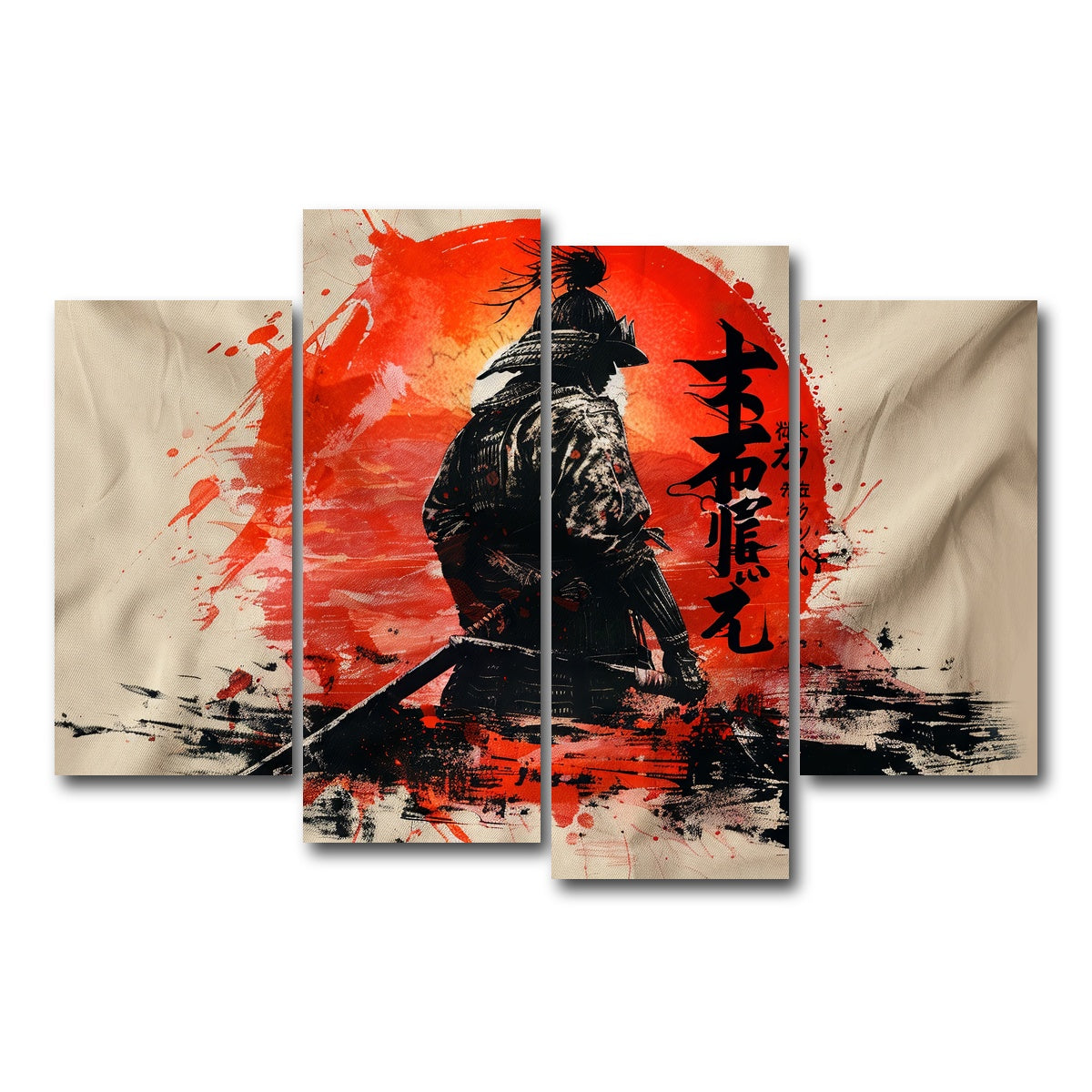 AUTO-MOCKUP WHITE | Samurai & Sun | 4 Piece | Gallery Wrap Canvas | group=4_short