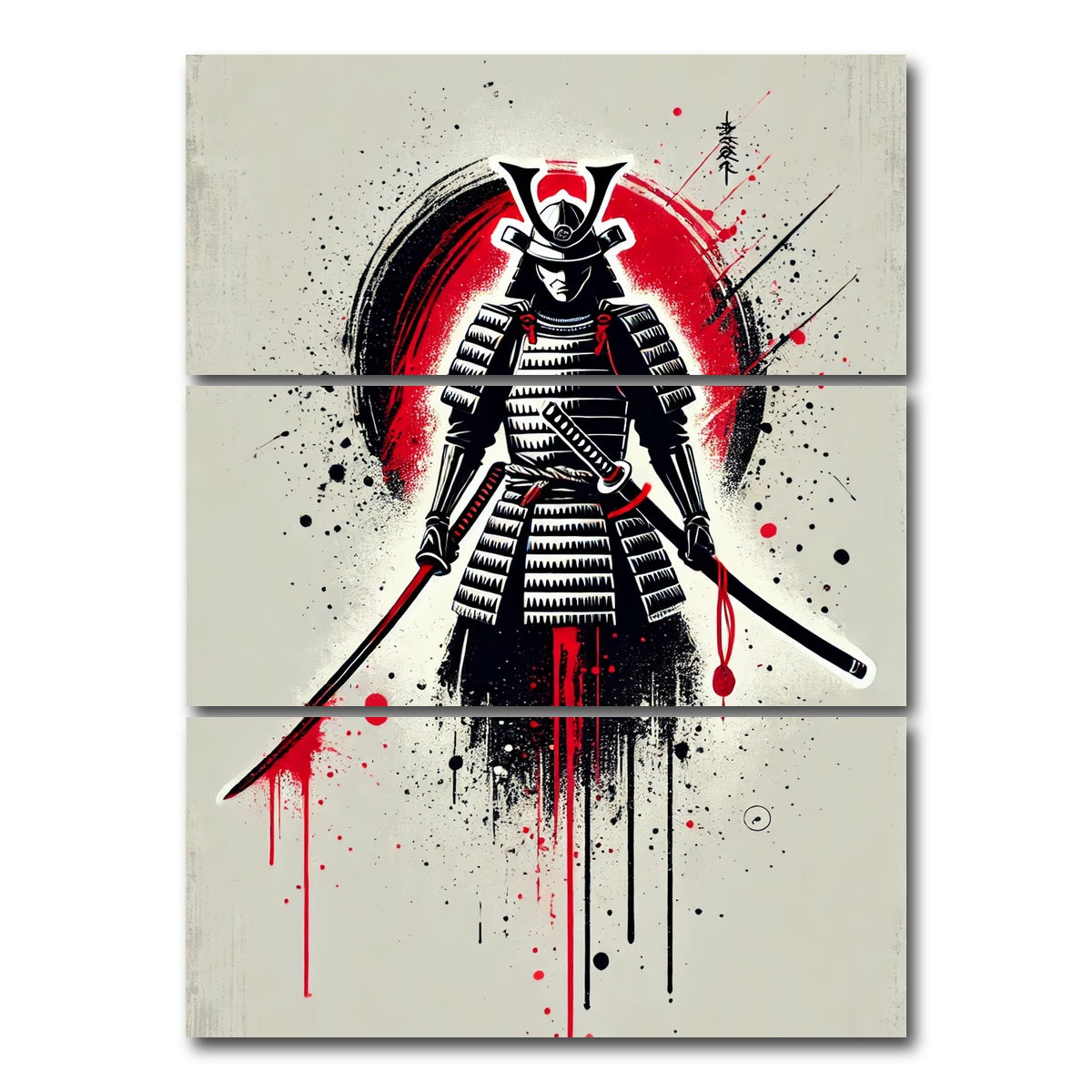 AUTO-MOCKUP WHITE | Samurai Warrior Katana | 3 Piece | Gallery Wrap Canvas | group=8x18_stacked