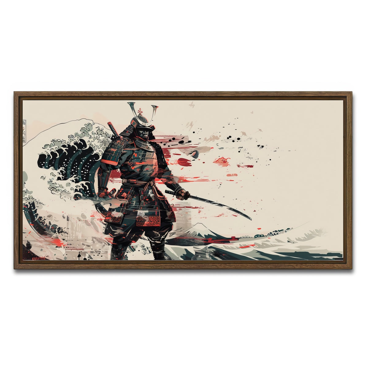 AUTO-MOCKUP WHITE | Samurai Warrior | 1 Piece | Walnut Framed Canvas | group=2x1