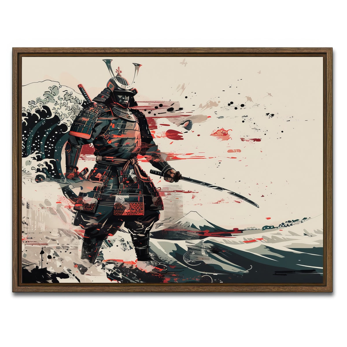 AUTO-MOCKUP WHITE | Samurai Warrior | 1 Piece | Walnut Framed Canvas | group=4x3