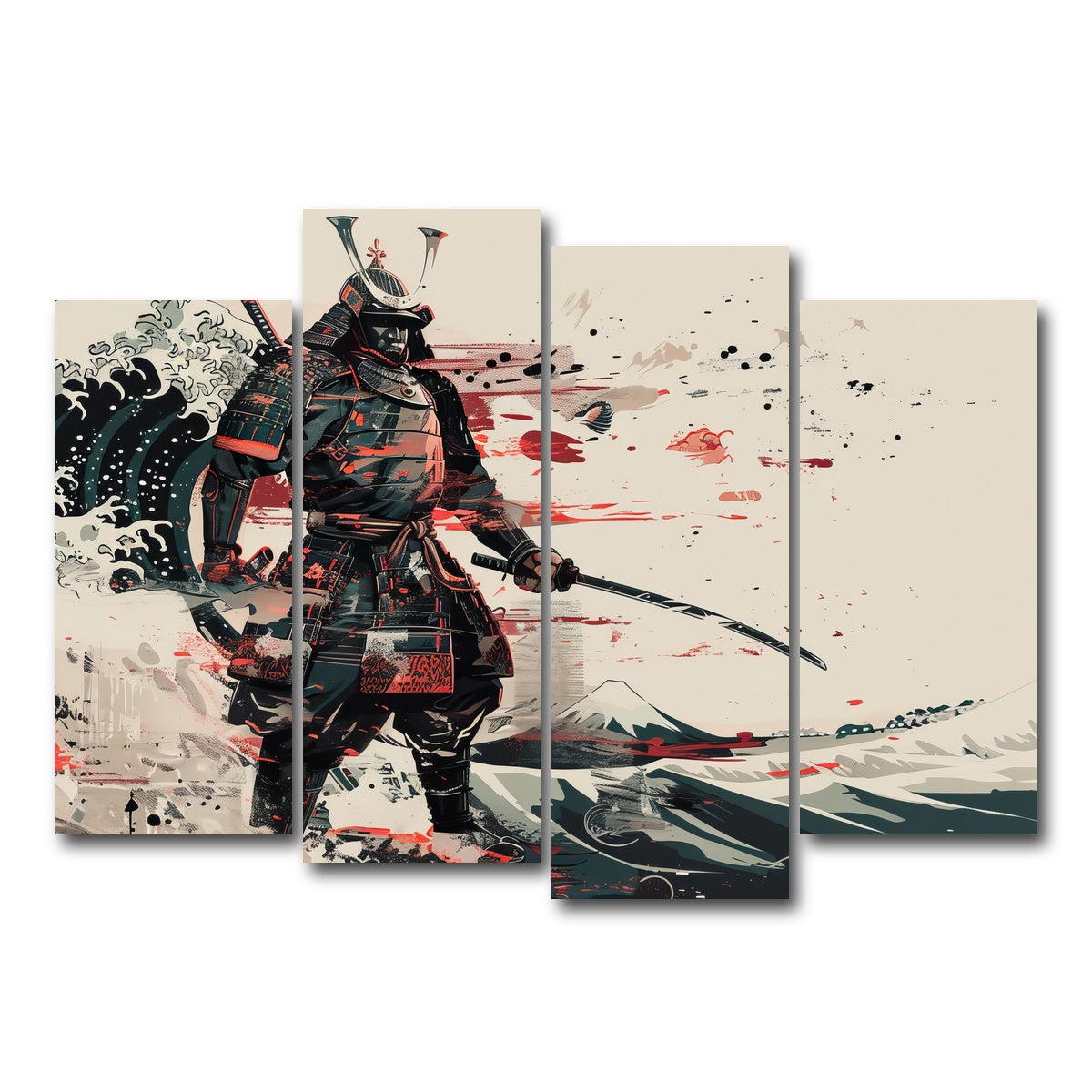 AUTO-MOCKUP WHITE | Samurai Warrior | 4 Piece | Gallery Wrap Canvas | group=4_normal