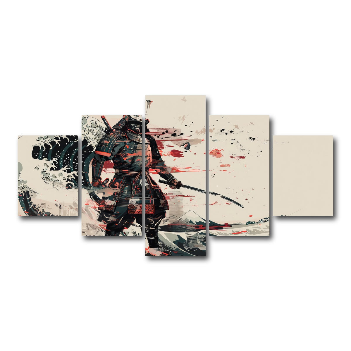 AUTO-MOCKUP WHITE | Samurai Warrior | 5 Piece | Gallery Wrap Canvas | group=5_short