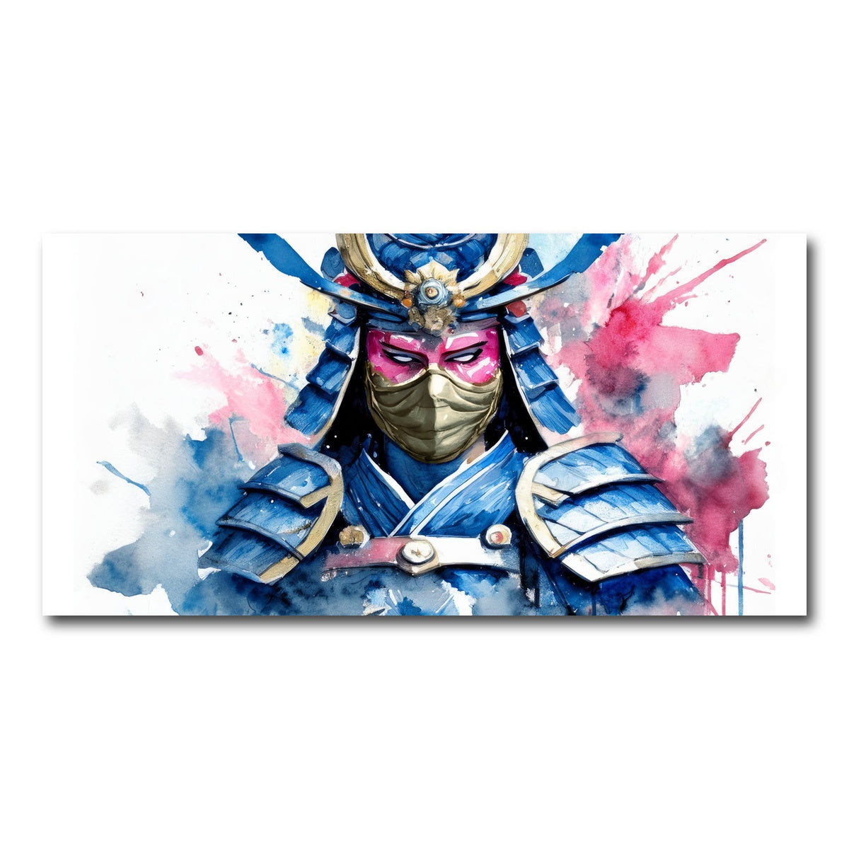 AUTO-MOCKUP WHITE | Samurai Watercolor Masked | 1 Piece | Gallery Wrap Canvas | group=2x1