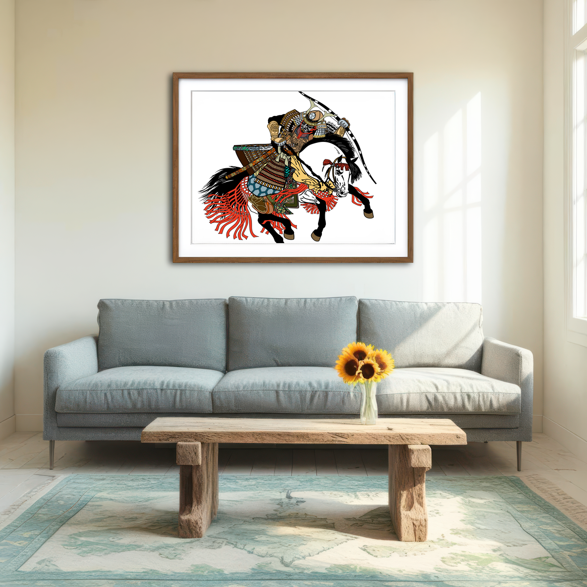 AUTO-MOCKUP ROOM | Samurai Archer Wearing War Mask Wall Art