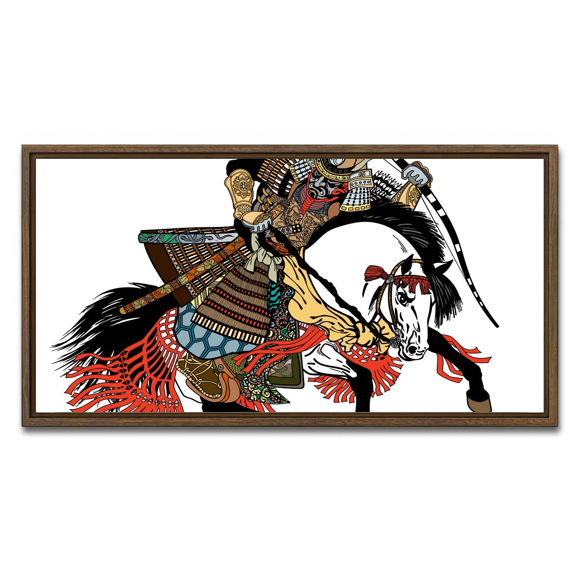 AUTO-MOCKUP WHITE | Samurai archer wearing war mask | 1 Piece | Walnut Framed Canvas | group=2x1