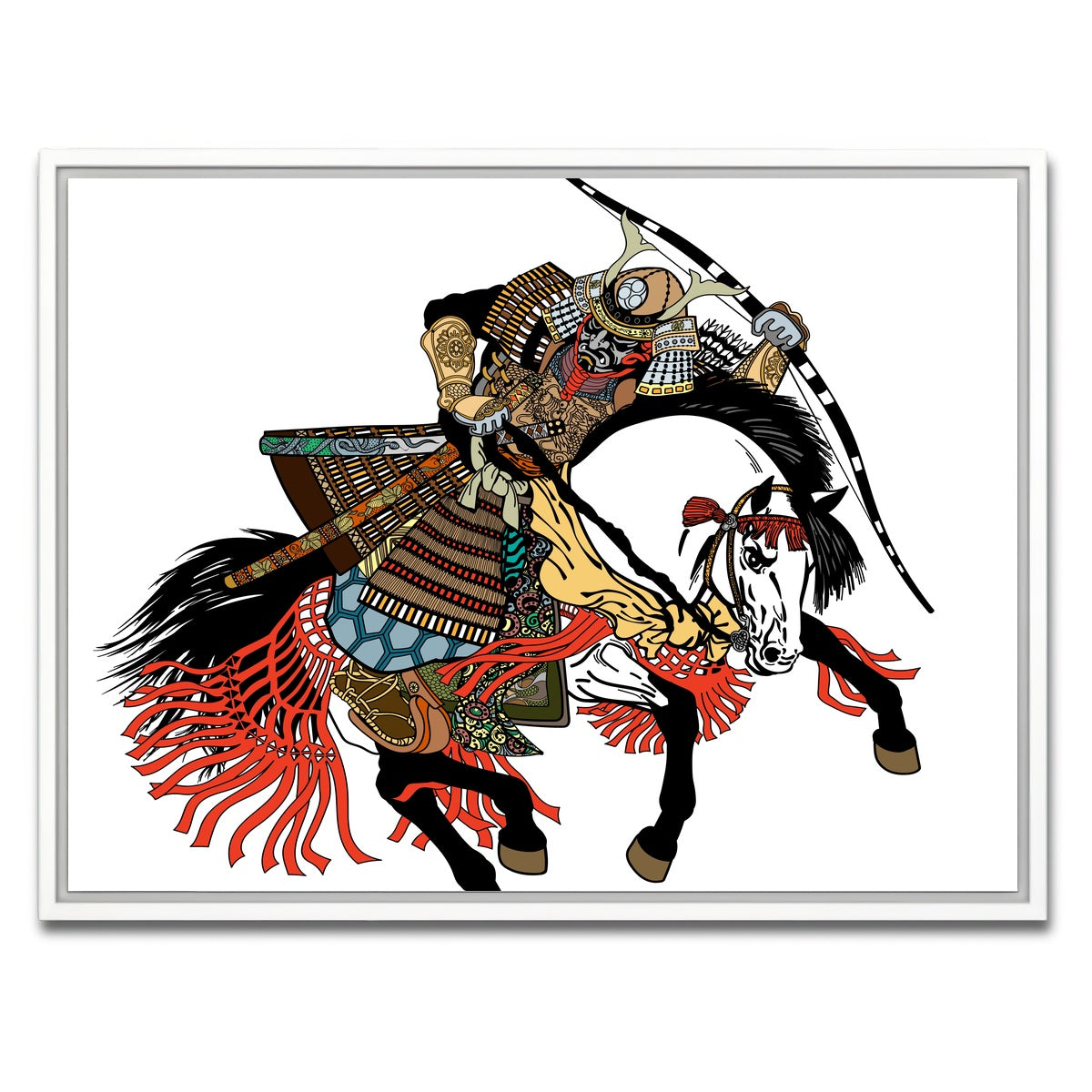 AUTO-MOCKUP WHITE | Samurai archer wearing war mask | 1 Piece | White Framed Canvas | group=4x3