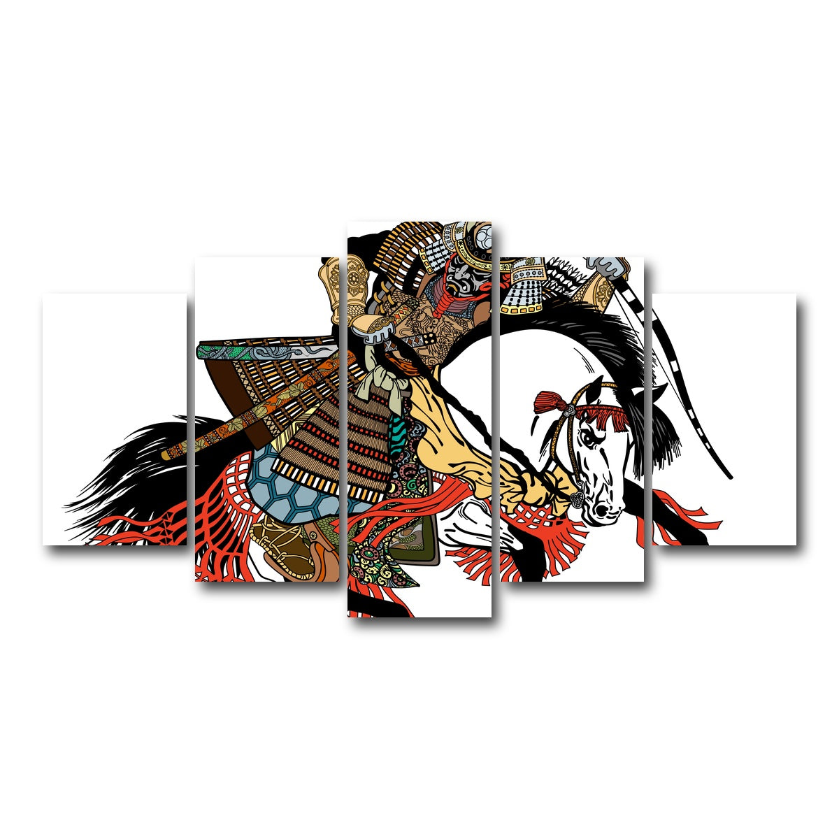 AUTO-MOCKUP WHITE | Samurai archer wearing war mask | 5 Piece | Gallery Wrap Canvas | group=5_normal