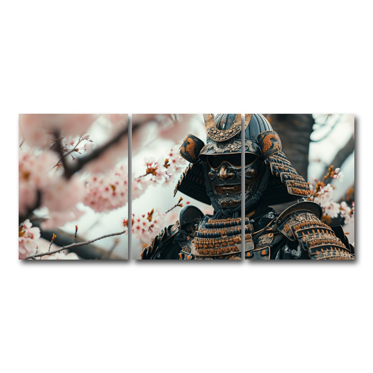 AUTO-MOCKUP WHITE | Samurai armor with cherry blossoms | 3 Piece | Gallery Wrap Canvas | group=18x24