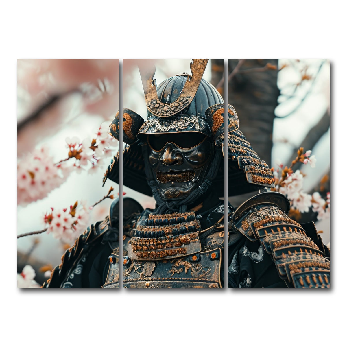 AUTO-MOCKUP WHITE | Samurai armor with cherry blossoms | 3 Piece | Gallery Wrap Canvas | group=8x18