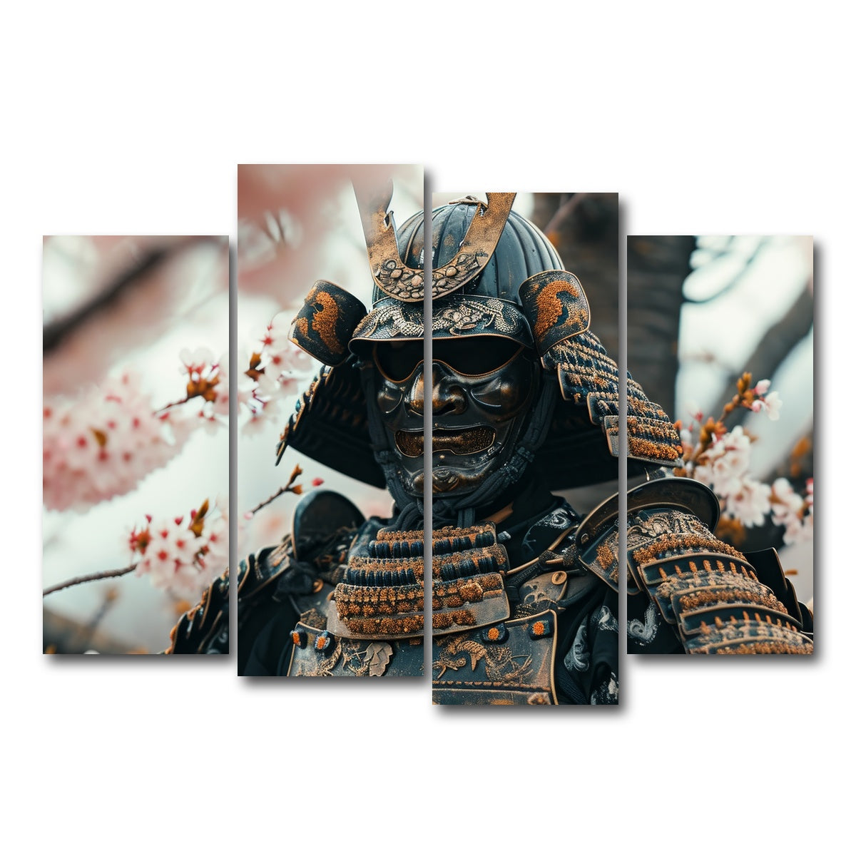 AUTO-MOCKUP WHITE | Samurai armor with cherry blossoms | 4 Piece | Gallery Wrap Canvas | group=4_normal