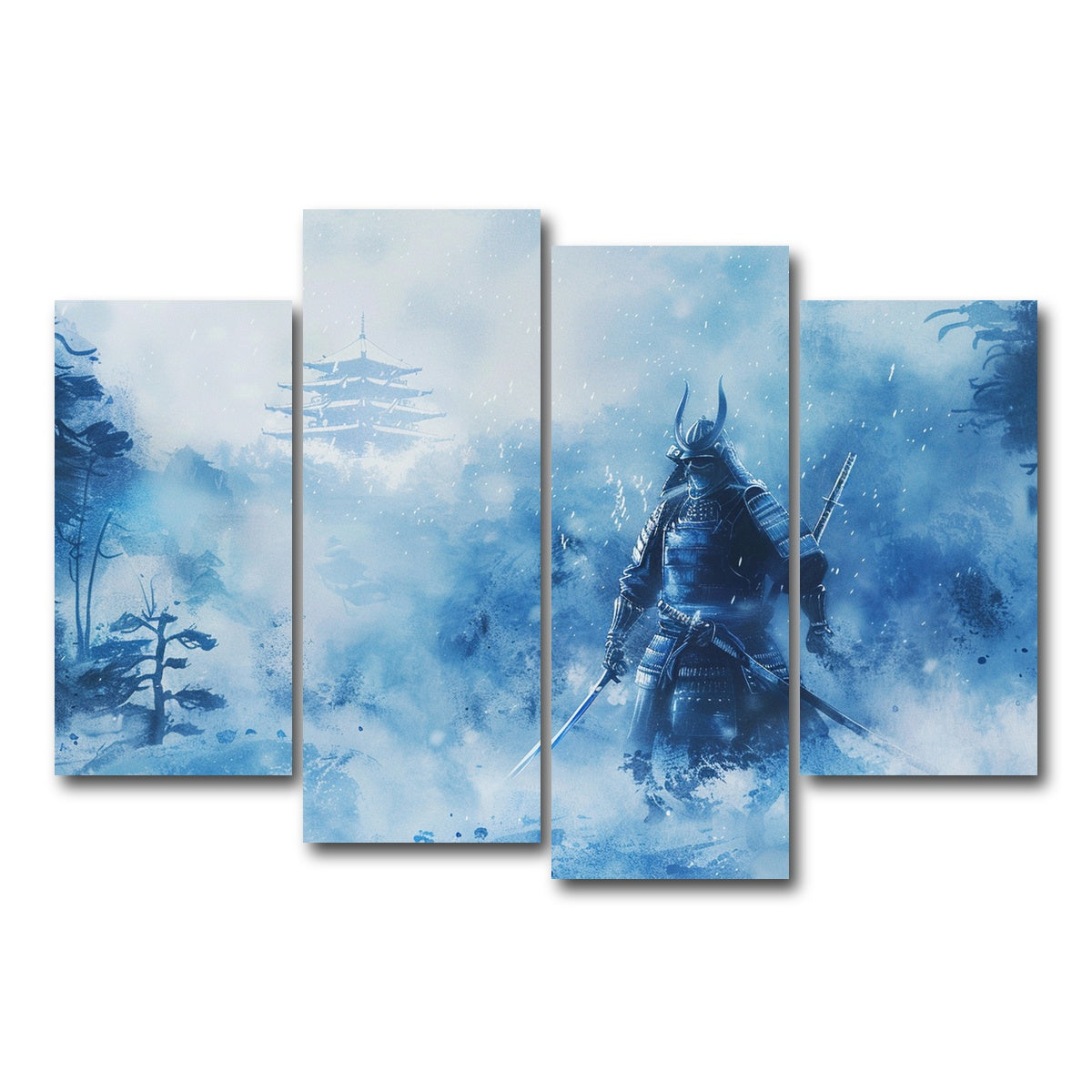 AUTO-MOCKUP WHITE | Samurai misty winter forest | 4 Piece | Gallery Wrap Canvas | group=4_short