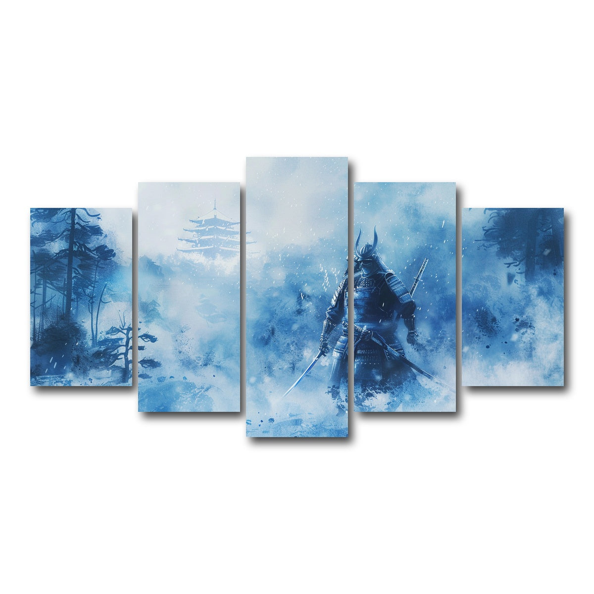 AUTO-MOCKUP WHITE | Samurai misty winter forest | 5 Piece | Gallery Wrap Canvas | group=5_normal