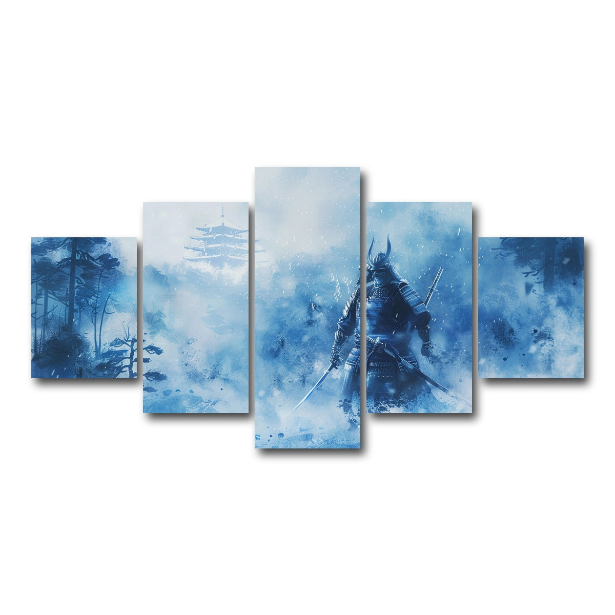 AUTO-MOCKUP WHITE | Samurai misty winter forest | 5 Piece | Gallery Wrap Canvas | group=5_short