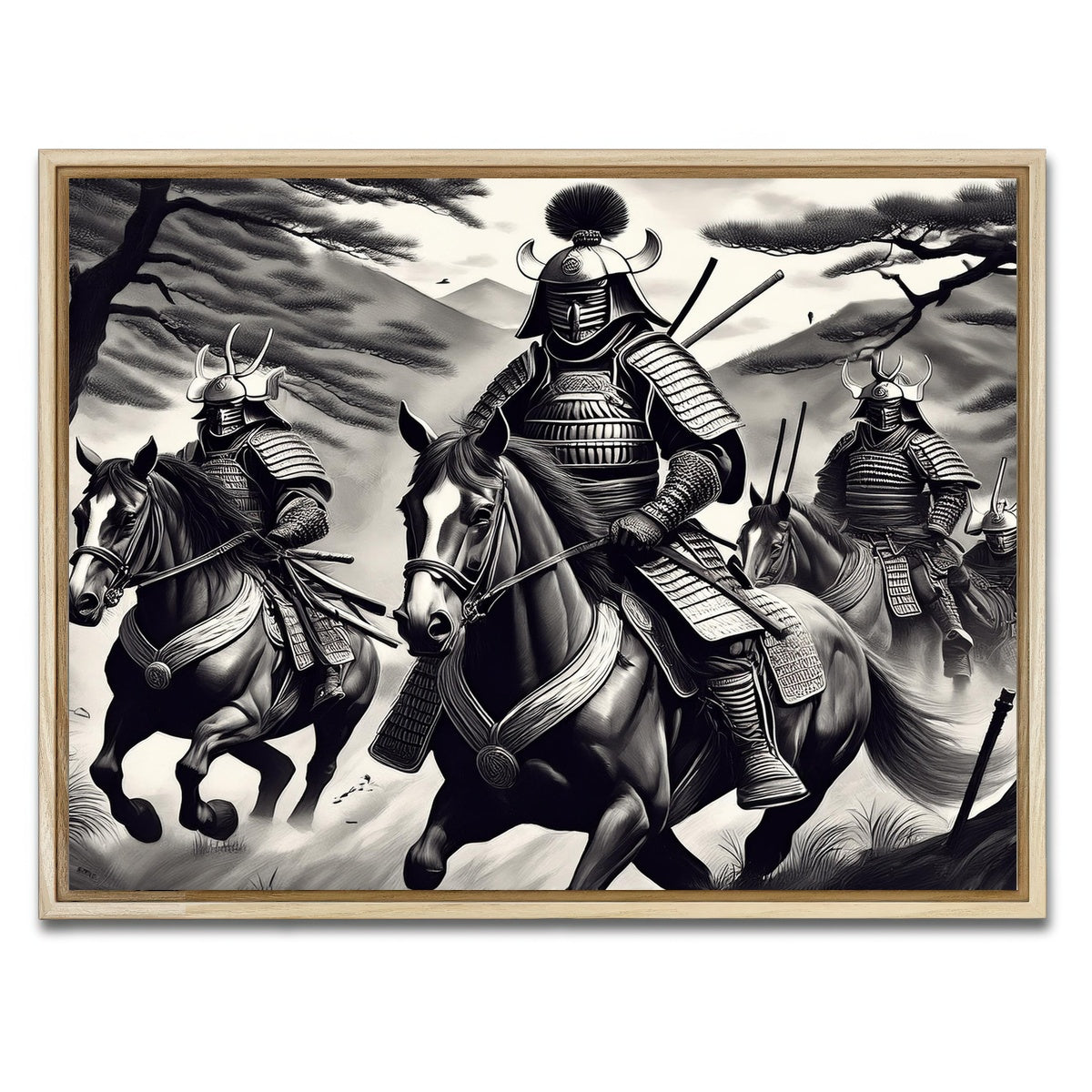 AUTO-MOCKUP WHITE | Samurai's Riding Horses | 1 Piece | Natural Framed Canvas | group=4x3