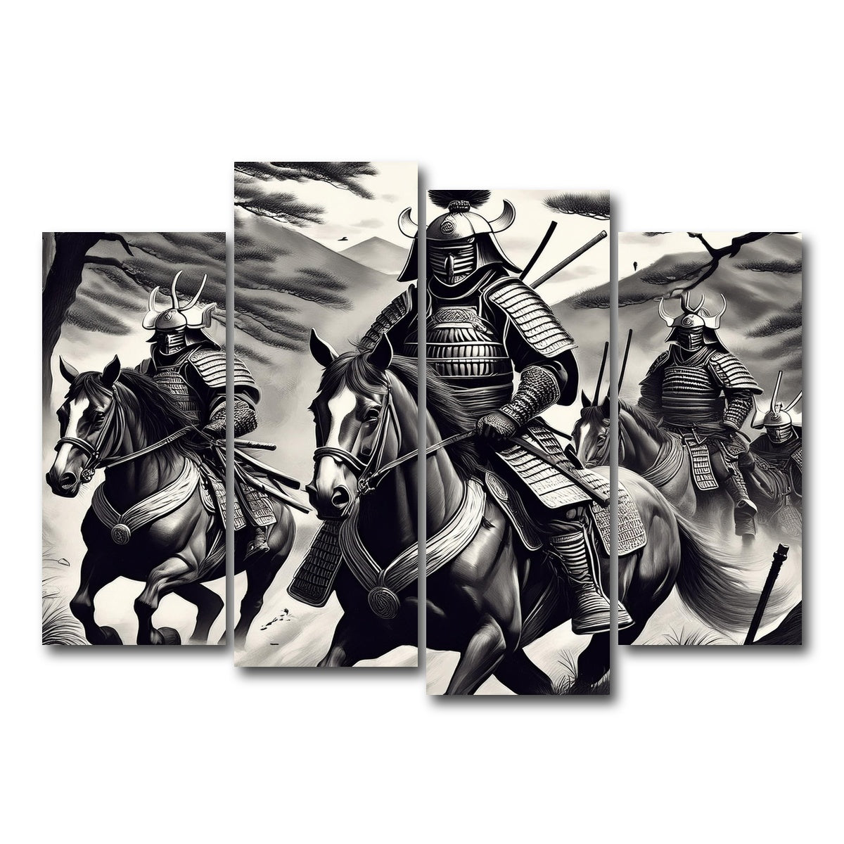 AUTO-MOCKUP WHITE | Samurai's Riding Horses | 4 Piece | Gallery Wrap Canvas | group=4_normal