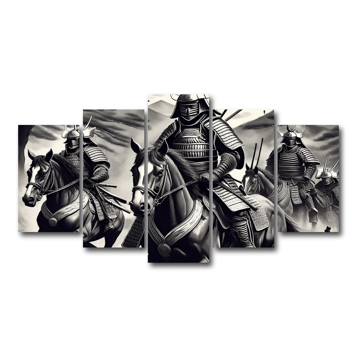 AUTO-MOCKUP WHITE | Samurai's Riding Horses | 5 Piece | Gallery Wrap Canvas | group=5_normal