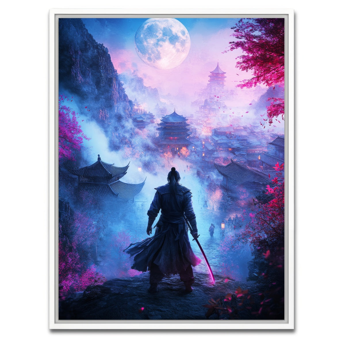 AUTO-MOCKUP WHITE | Samurai warrior after battle | 1 Piece | White Framed Canvas | group=3x4