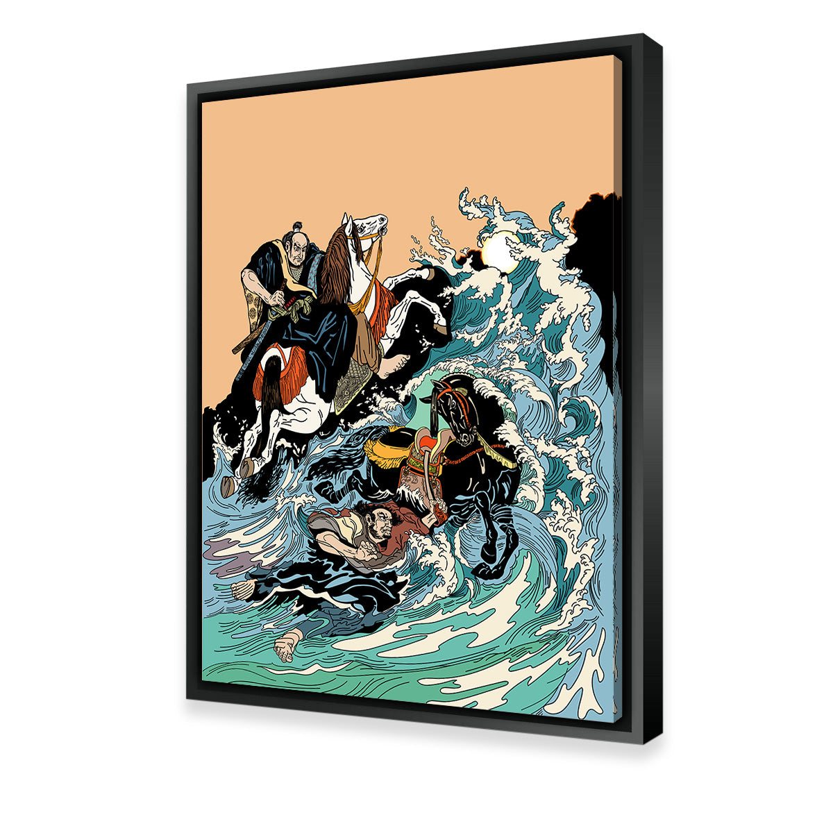 Samurai Horsemen Crossing a Stormy Sea Wall Art