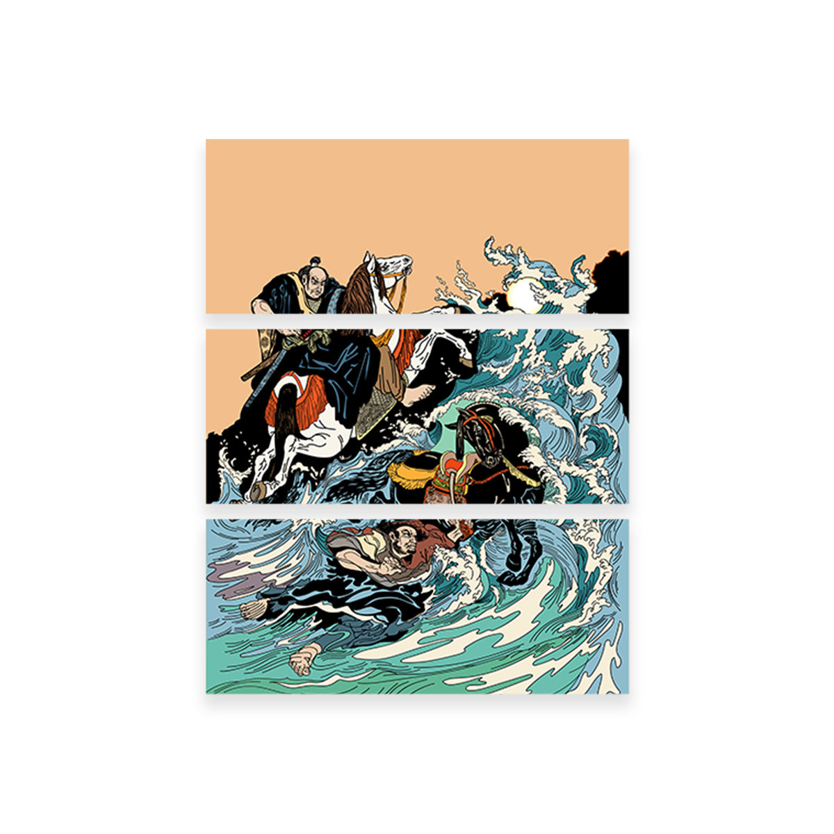 Samurai Horsemen Crossing a Stormy Sea Wall Art
