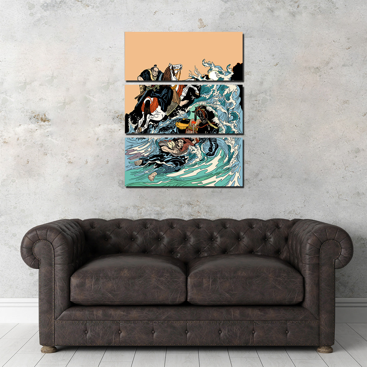 Samurai Horsemen Crossing a Stormy Sea Wall Art