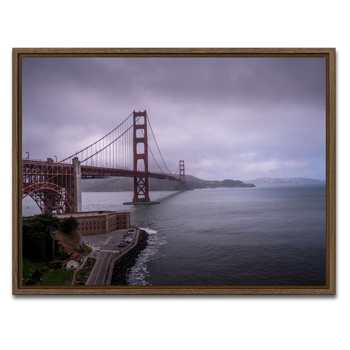 AUTO-MOCKUP WHITE | San Fran Golden Gate | 1 Piece | Walnut Framed Canvas | group=4x3