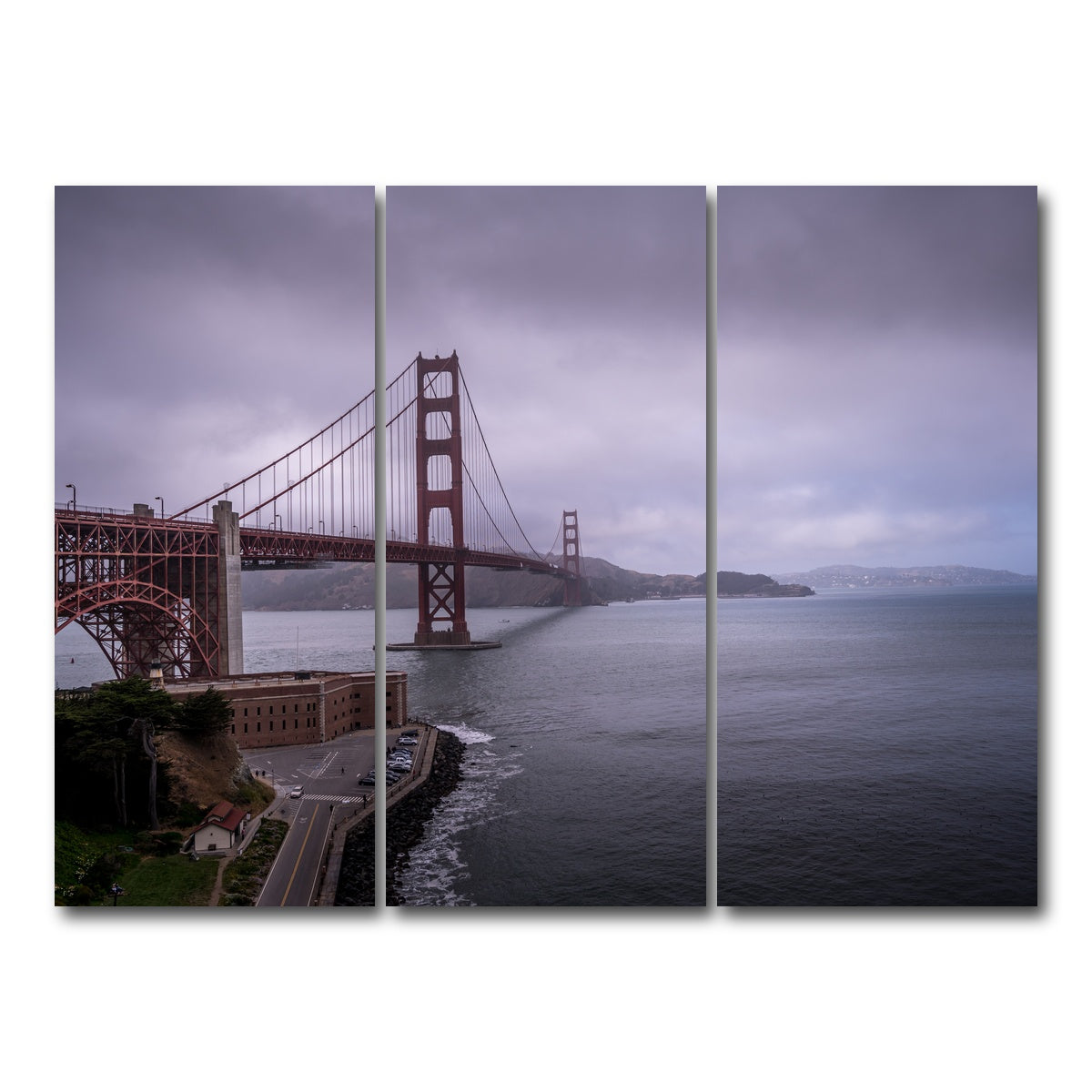 AUTO-MOCKUP WHITE | San Fran Golden Gate | 3 Piece | Gallery Wrap Canvas | group=8x18