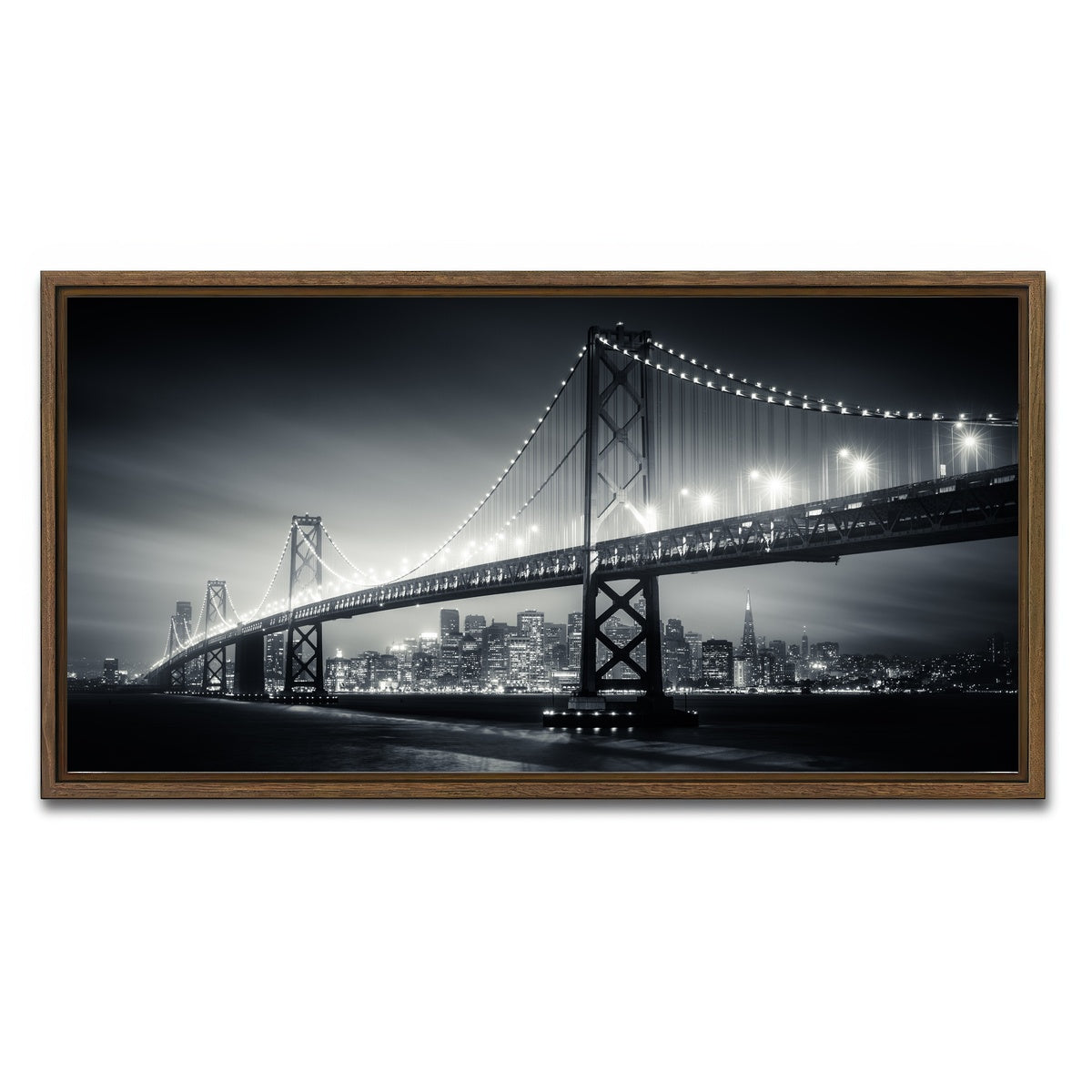 AUTO-MOCKUP WHITE | San Francisco Bay Canvas | 1 Piece | Walnut Framed Canvas | group=2x1