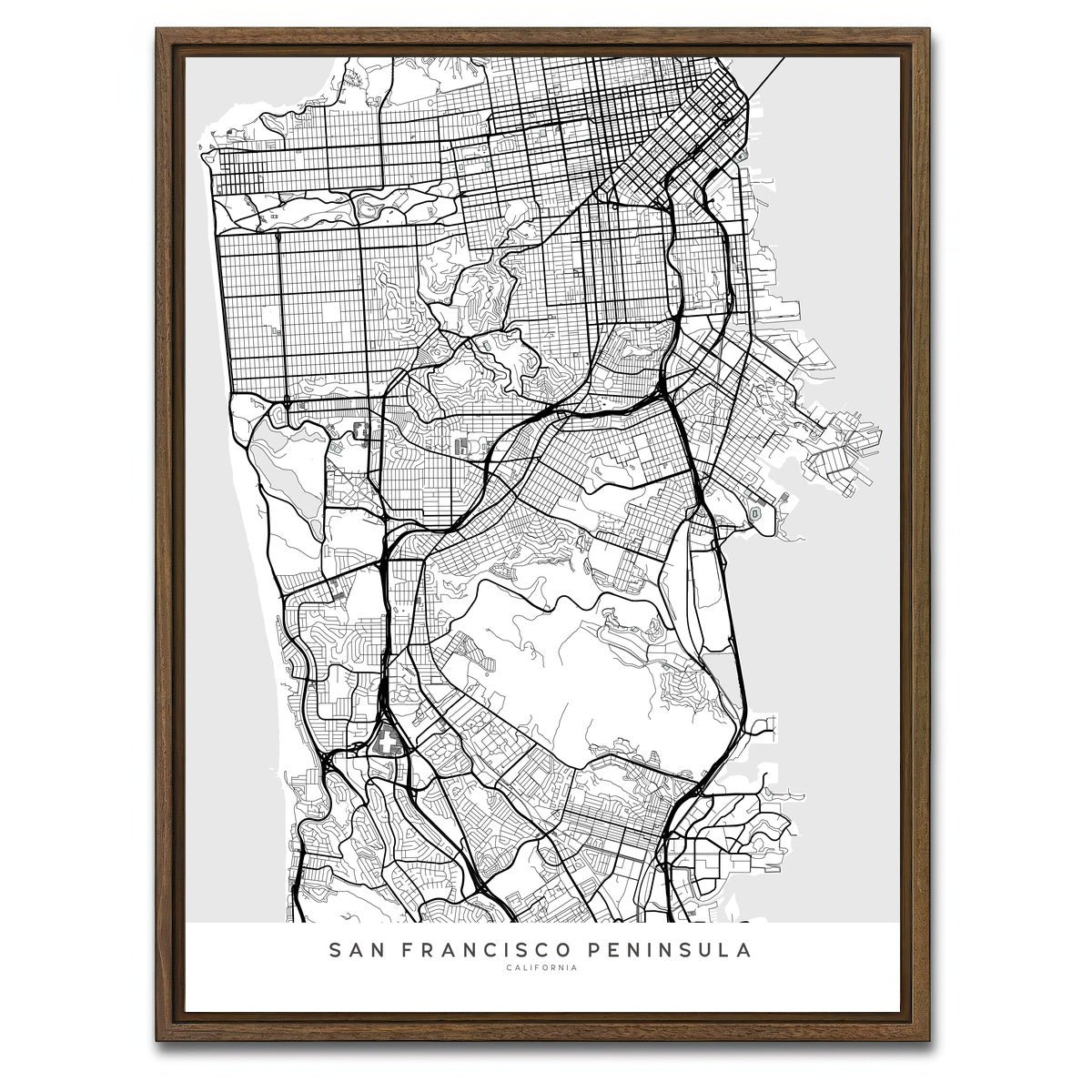 AUTO-MOCKUP WHITE | San Francisco Peninsula | 1 Piece | Walnut Framed Canvas | group=3x4