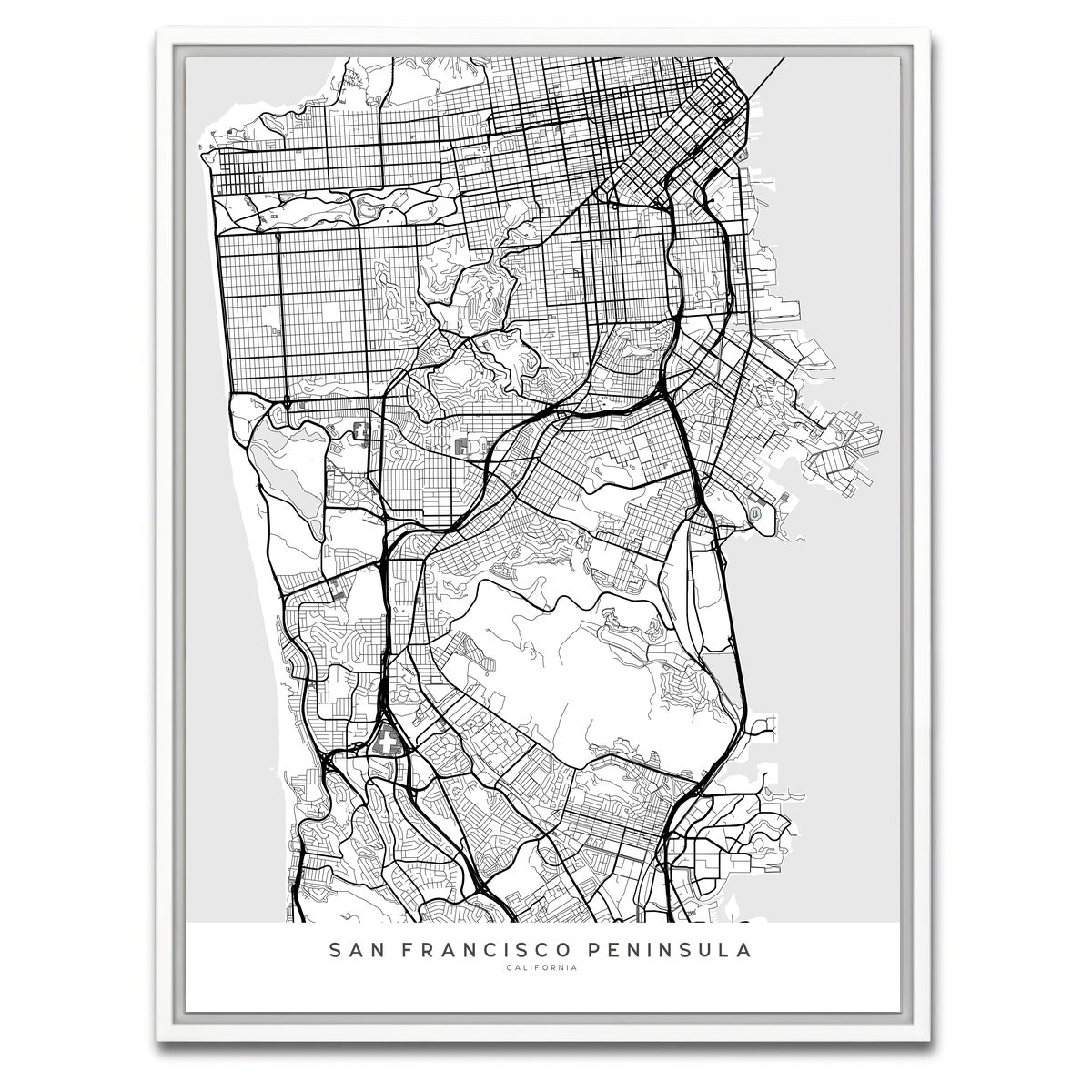 AUTO-MOCKUP WHITE | San Francisco Peninsula | 1 Piece | White Framed Canvas | group=3x4