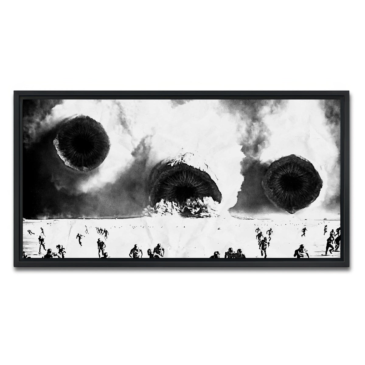 AUTO-MOCKUP WHITE | Sandworms - Dune Grayscale | 1 Piece | Black Framed Canvas | group=2x1