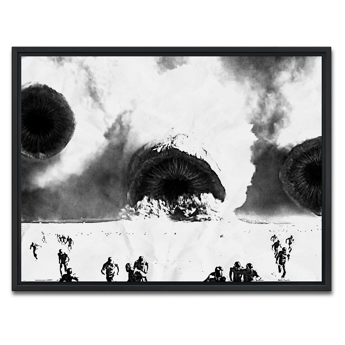 AUTO-MOCKUP WHITE | Sandworms - Dune Grayscale | 1 Piece | Black Framed Canvas | group=4x3