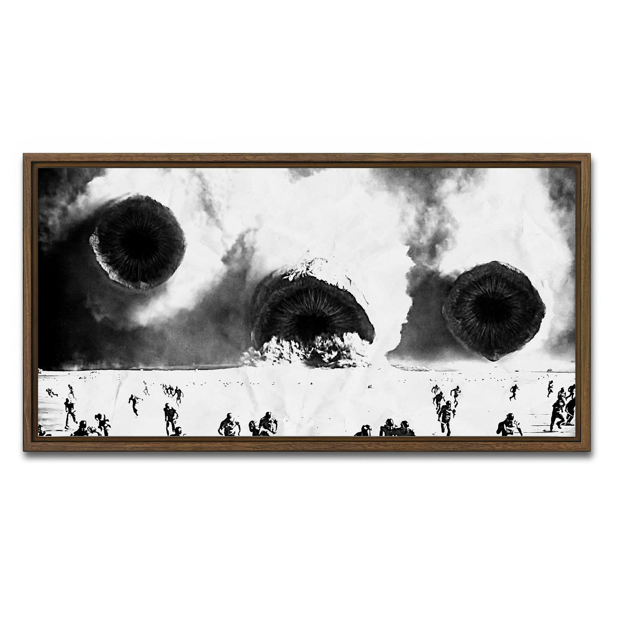 AUTO-MOCKUP WHITE | Sandworms - Dune Grayscale | 1 Piece | Walnut Framed Canvas | group=2x1