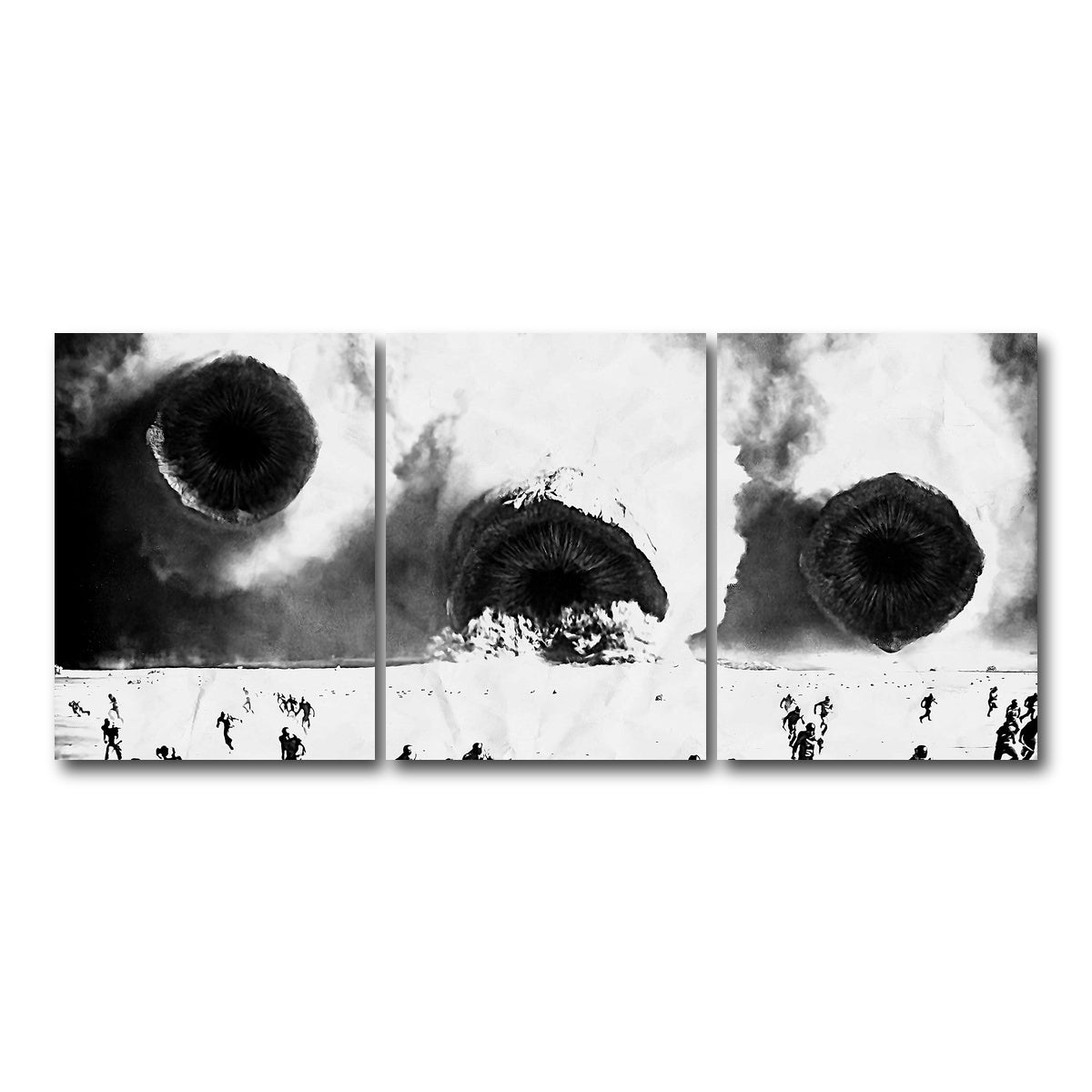 AUTO-MOCKUP WHITE | Sandworms - Dune Grayscale | 3 Piece | Gallery Wrap Canvas | group=18x24