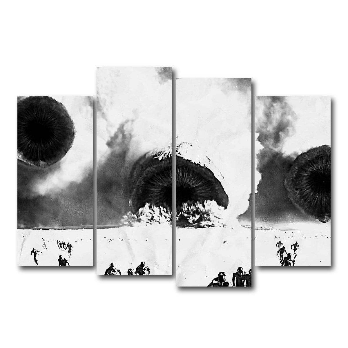 AUTO-MOCKUP WHITE | Sandworms - Dune Grayscale | 4 Piece | Gallery Wrap Canvas | group=4_normal