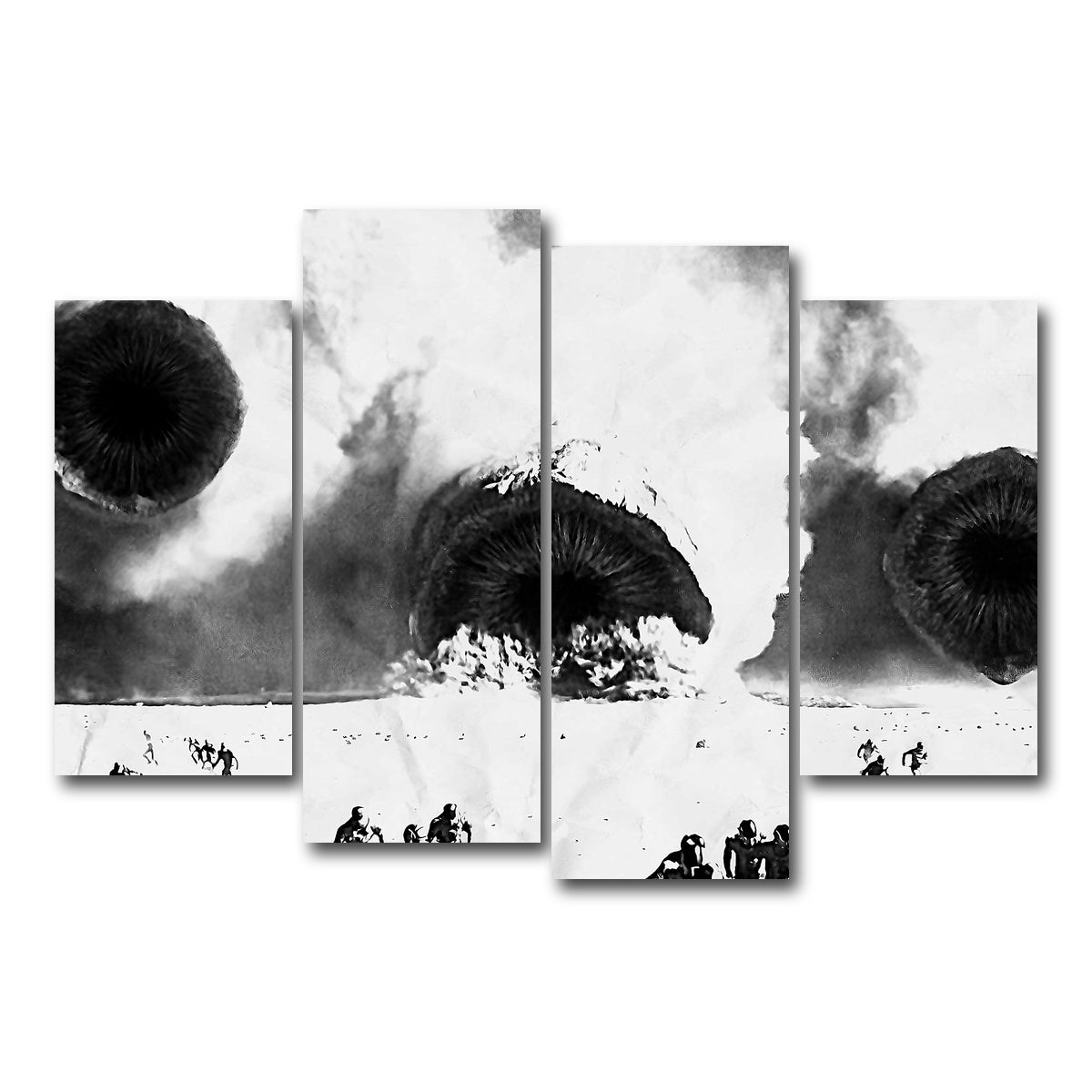 AUTO-MOCKUP WHITE | Sandworms - Dune Grayscale | 4 Piece | Gallery Wrap Canvas | group=4_short