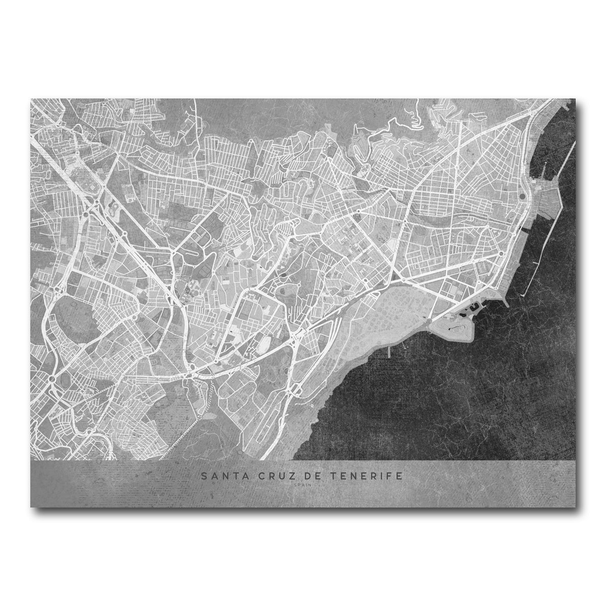 AUTO-MOCKUP WHITE | Santa Cruz De Tenerife Map 2 | 1 Piece | Gallery Wrap Canvas | group=4x3