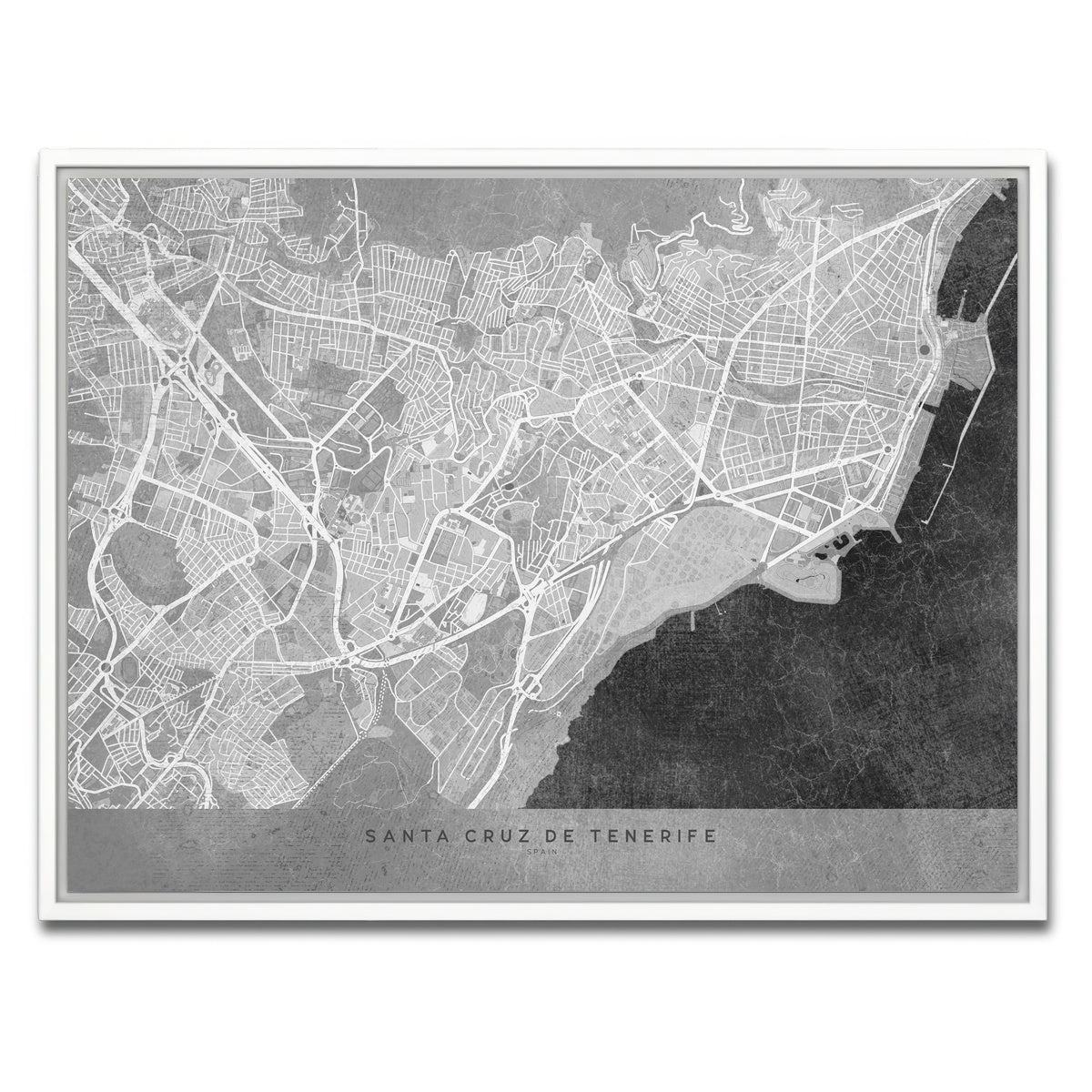 AUTO-MOCKUP WHITE | Santa Cruz De Tenerife Map 2 | 1 Piece | White Framed Canvas | group=4x3