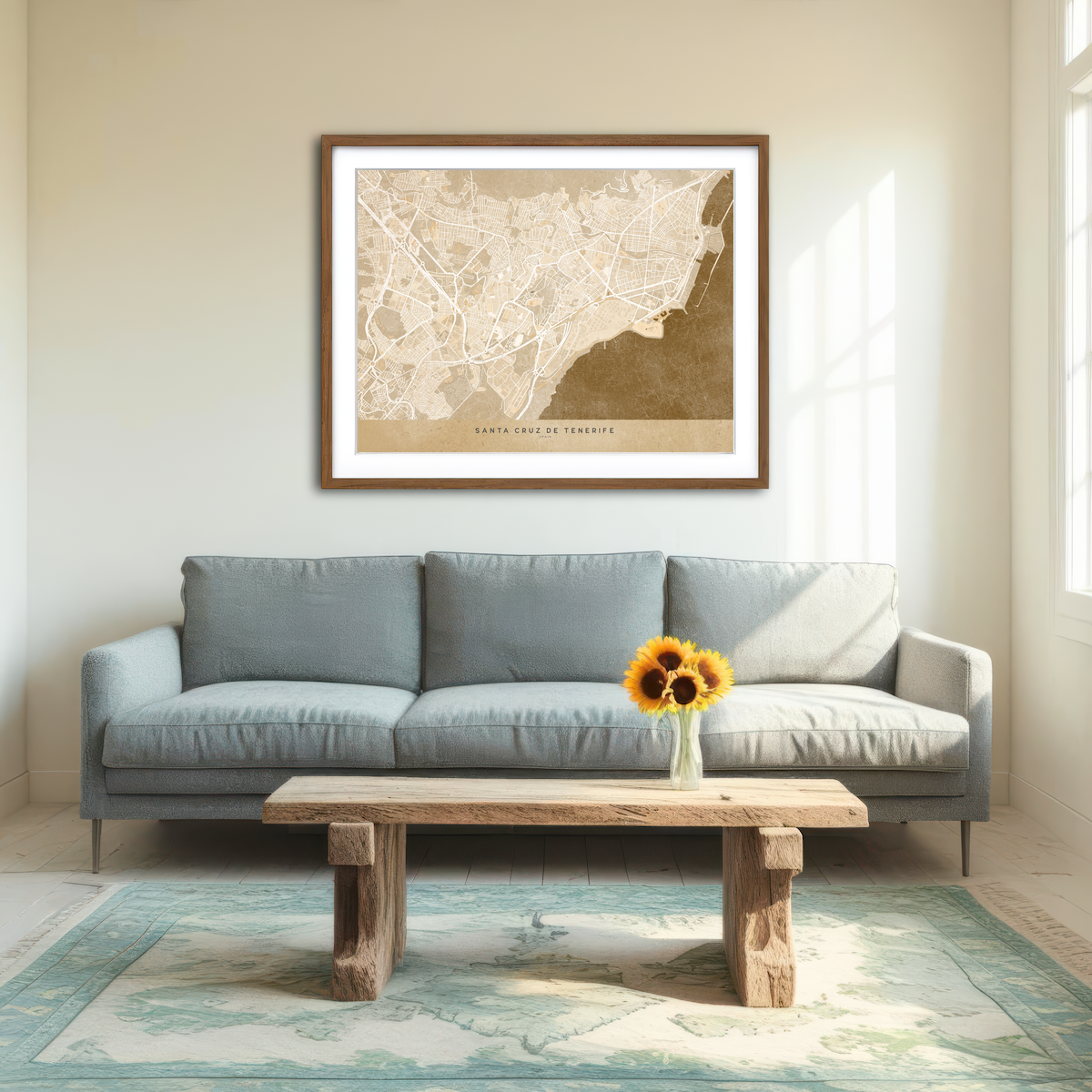 AUTO-MOCKUP ROOM | Santa Cruz De Tenerife Map Wall Art