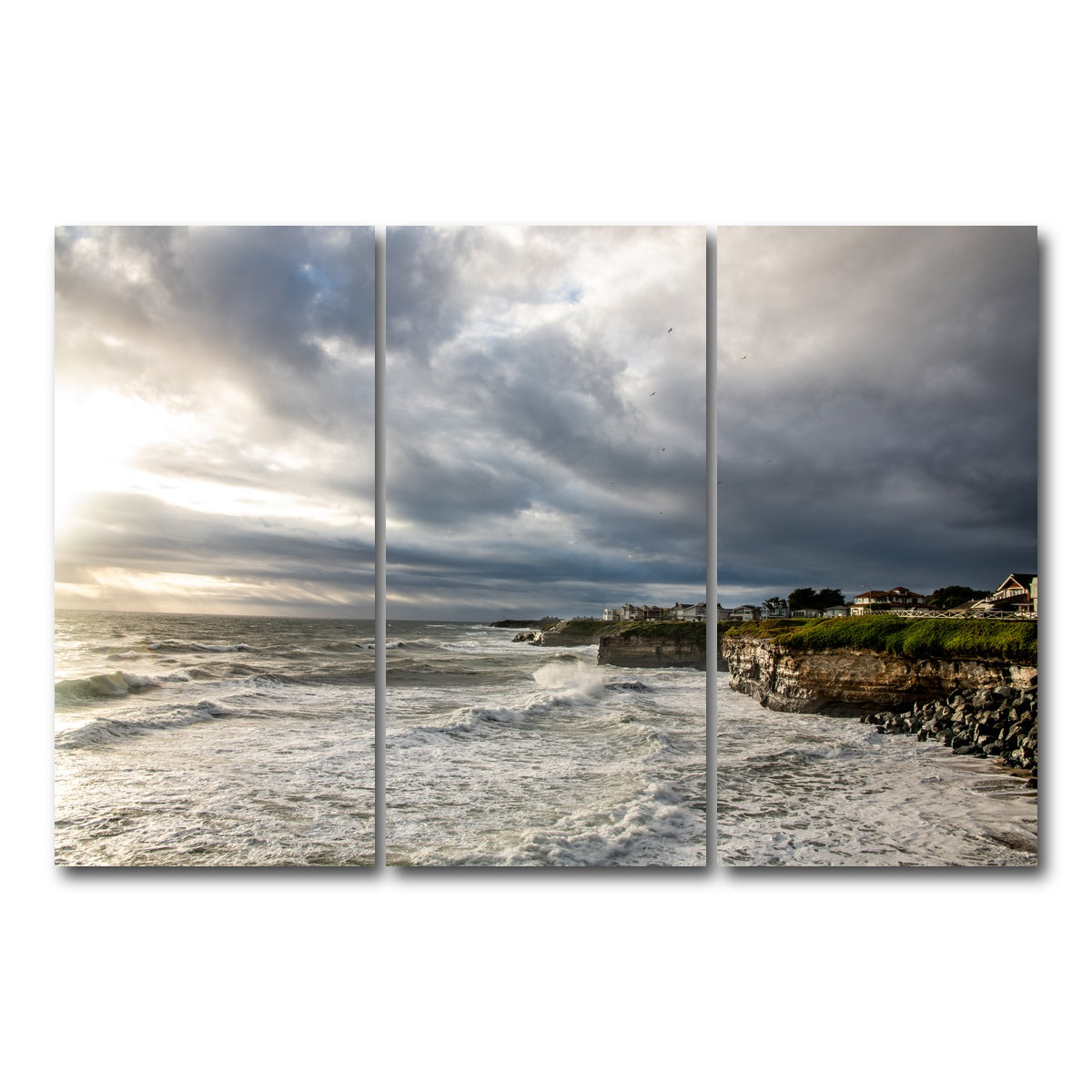 AUTO-MOCKUP WHITE | Santa Cruz Sunset | 3 Piece | Gallery Wrap Canvas | group=12x24