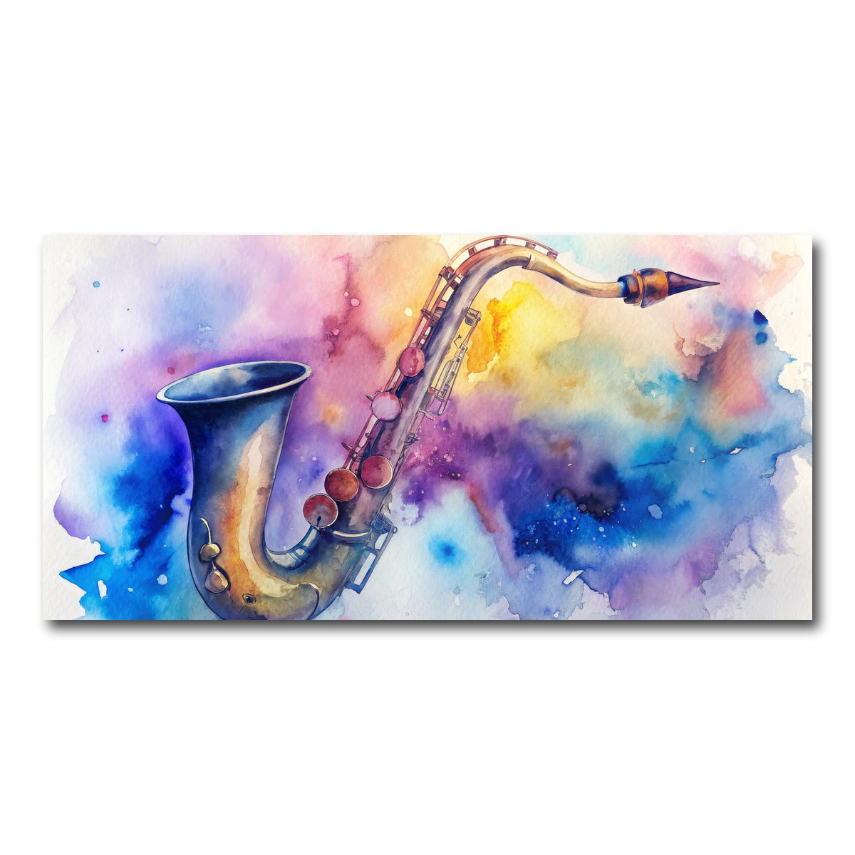 AUTO-MOCKUP WHITE | Saxophone Watercolor | 1 Piece | Gallery Wrap Canvas | group=2x1