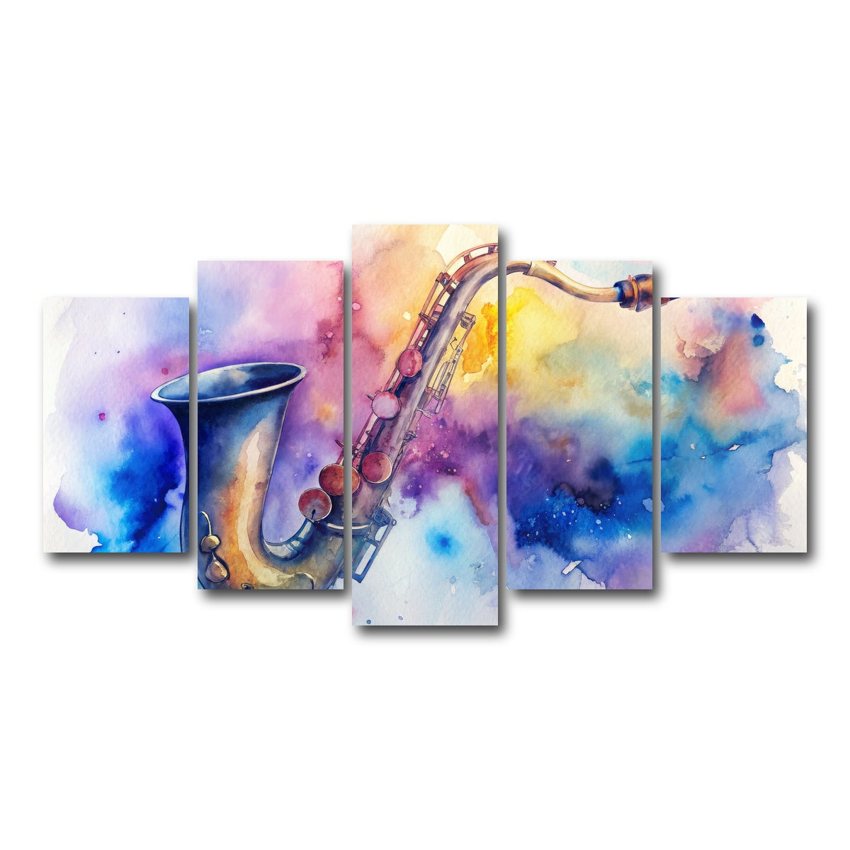 AUTO-MOCKUP WHITE | Saxophone Watercolor | 5 Piece | Gallery Wrap Canvas | group=5_normal