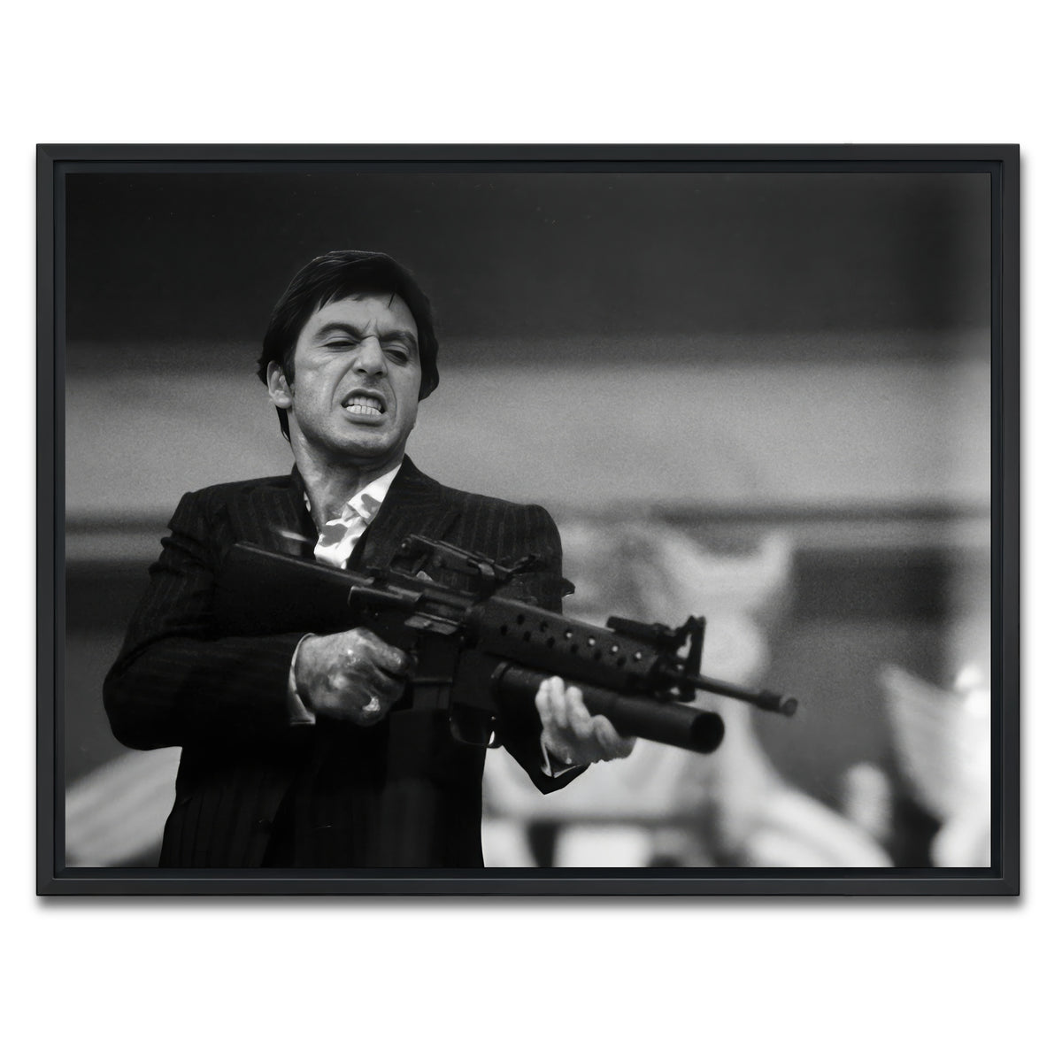 AUTO-MOCKUP WHITE | Scarface Black & White | 1 Piece | Black Frame | group=4x3